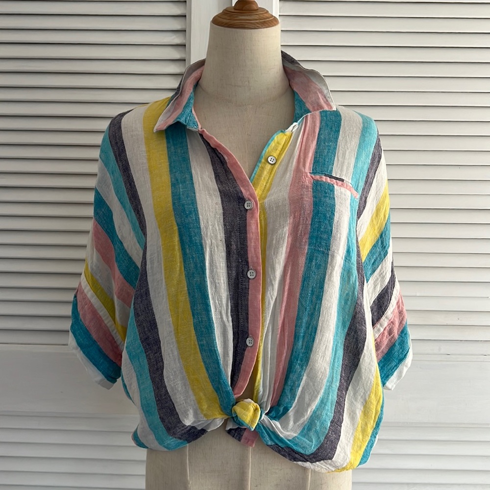 SPLENDID X GRAY MALIN | Rainbow Linen Top